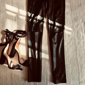 DONATED.   black pleather cut-out leggings